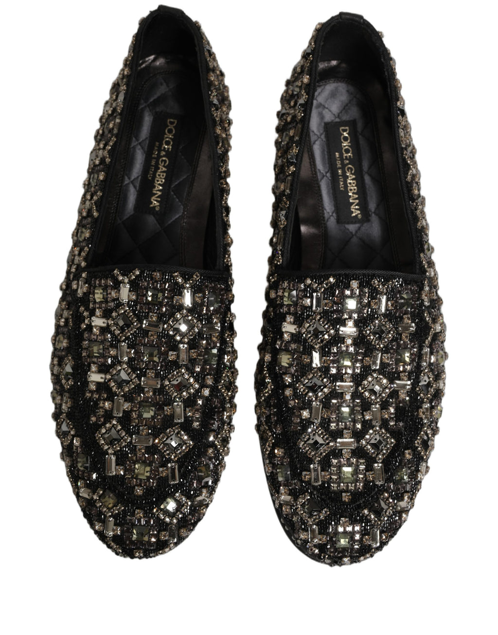 Dolce & Gabbana Black Crystal Embellished Dress Loafers Shoes