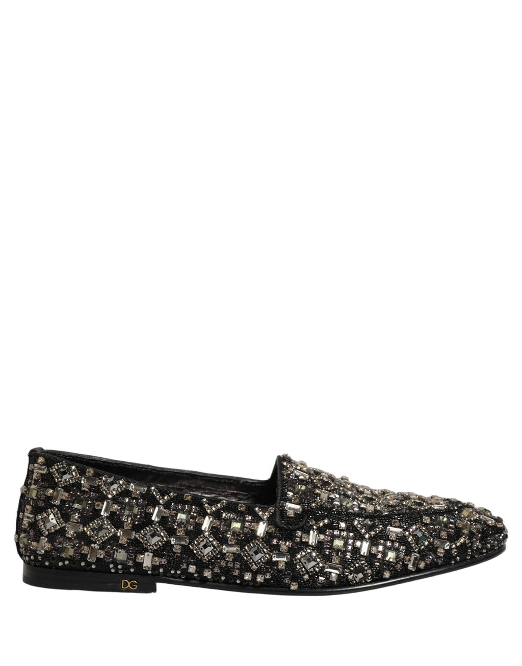 Dolce & Gabbana Black Crystal Embellished Dress Loafers Shoes