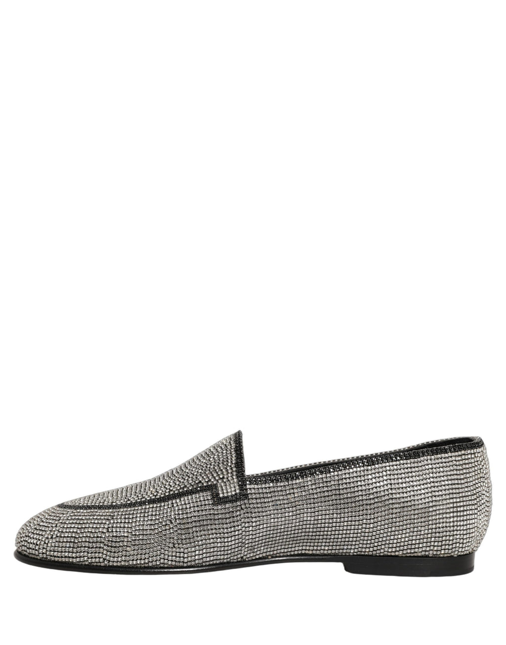 Dolce & Gabbana Silver Crystal Embellished Men Loafers Shoes