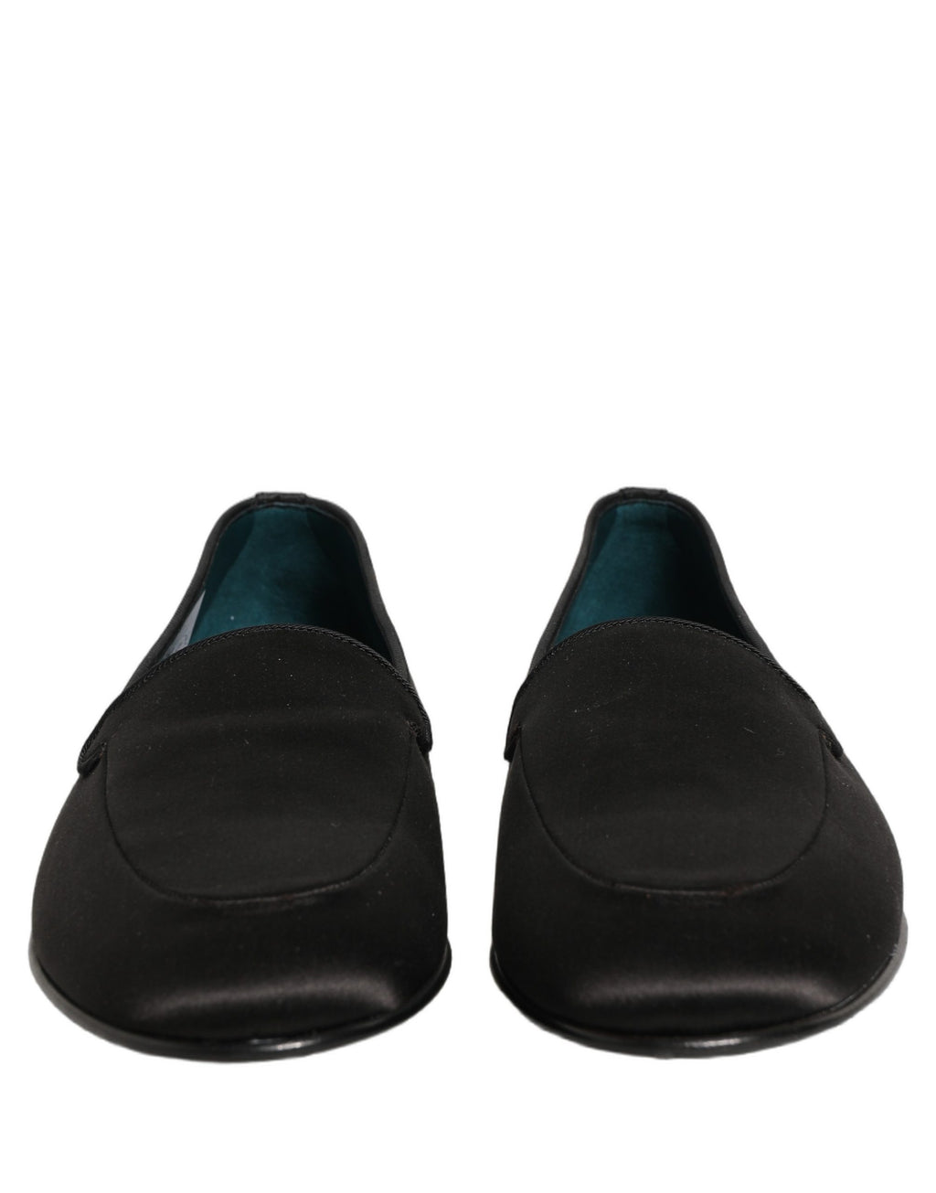 Dolce & Gabbana Black Satin Logo Slip On Flats Loafers Shoes