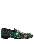 Dolce & Gabbana Silver Green Embellished Dress Loafers Shoes