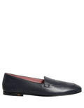 Dolce & Gabbana Navy Blue Leather Logo Slip On Loafers Shoes