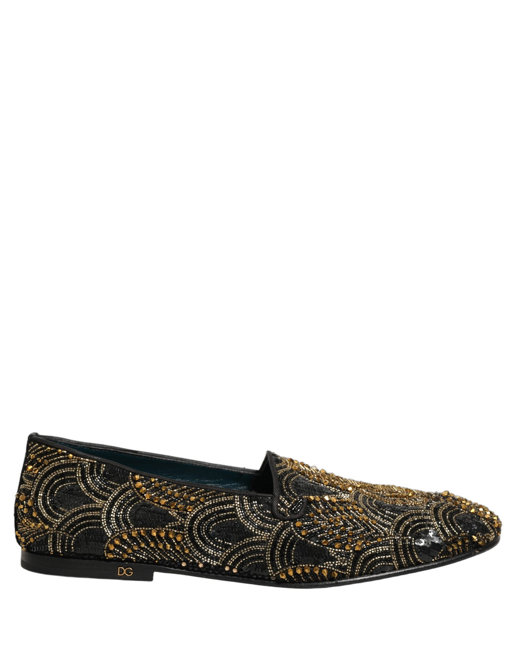 Dolce & Gabbana Black Gold Embellished Dress Loafers Shoes