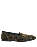 Dolce & Gabbana Black Gold Embellished Dress Loafers Shoes