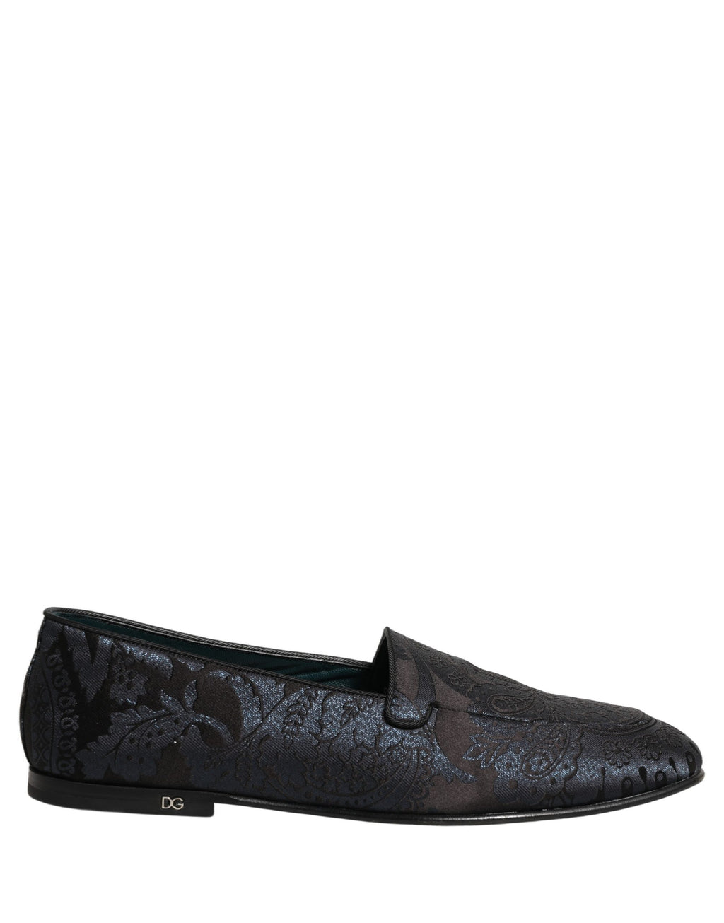 Dolce & Gabbana Blue Jacquard Leather Slip On Loafers Shoes