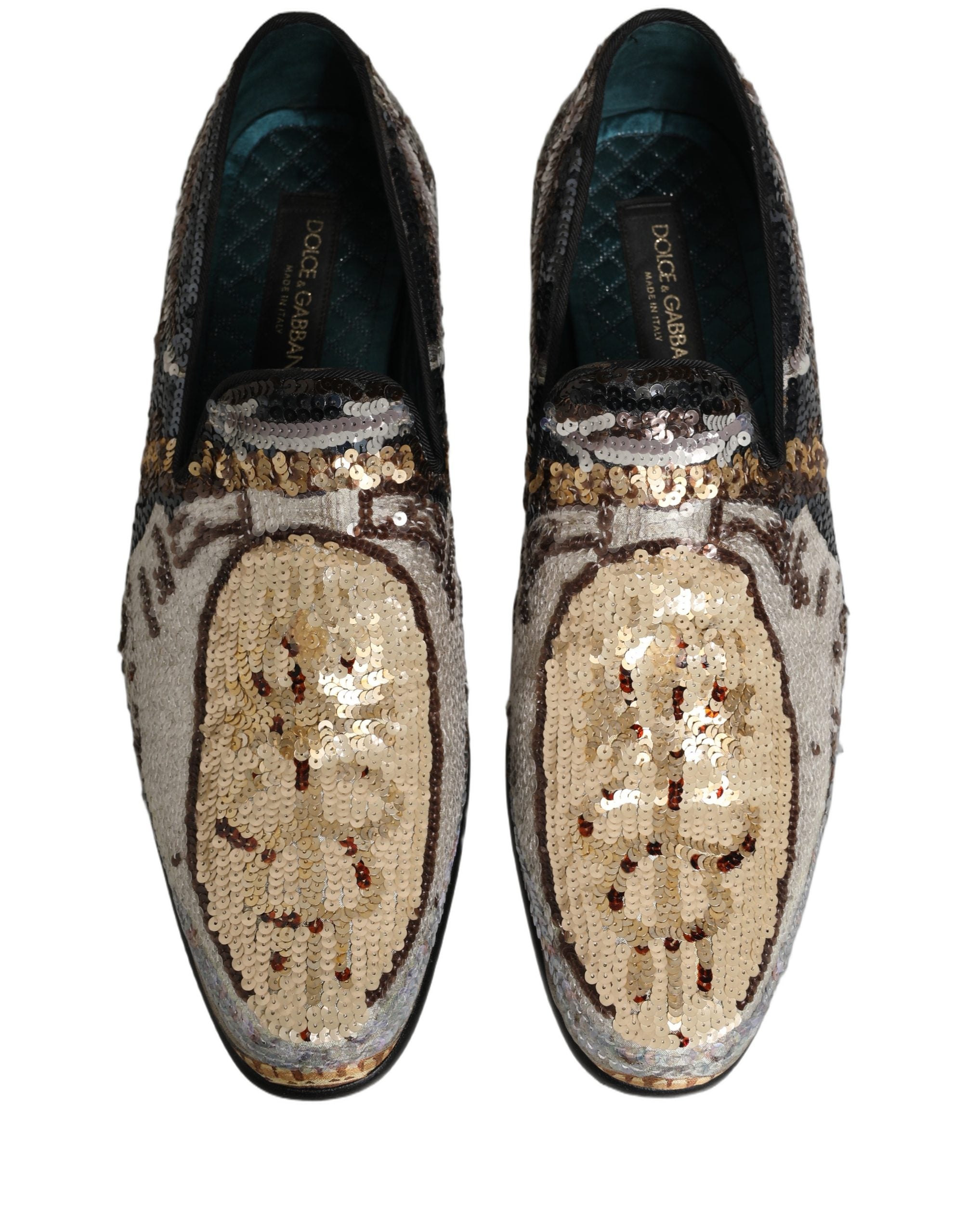 Dolce & Gabbana Multicolor Embroidered Sequin Loafers Shoes