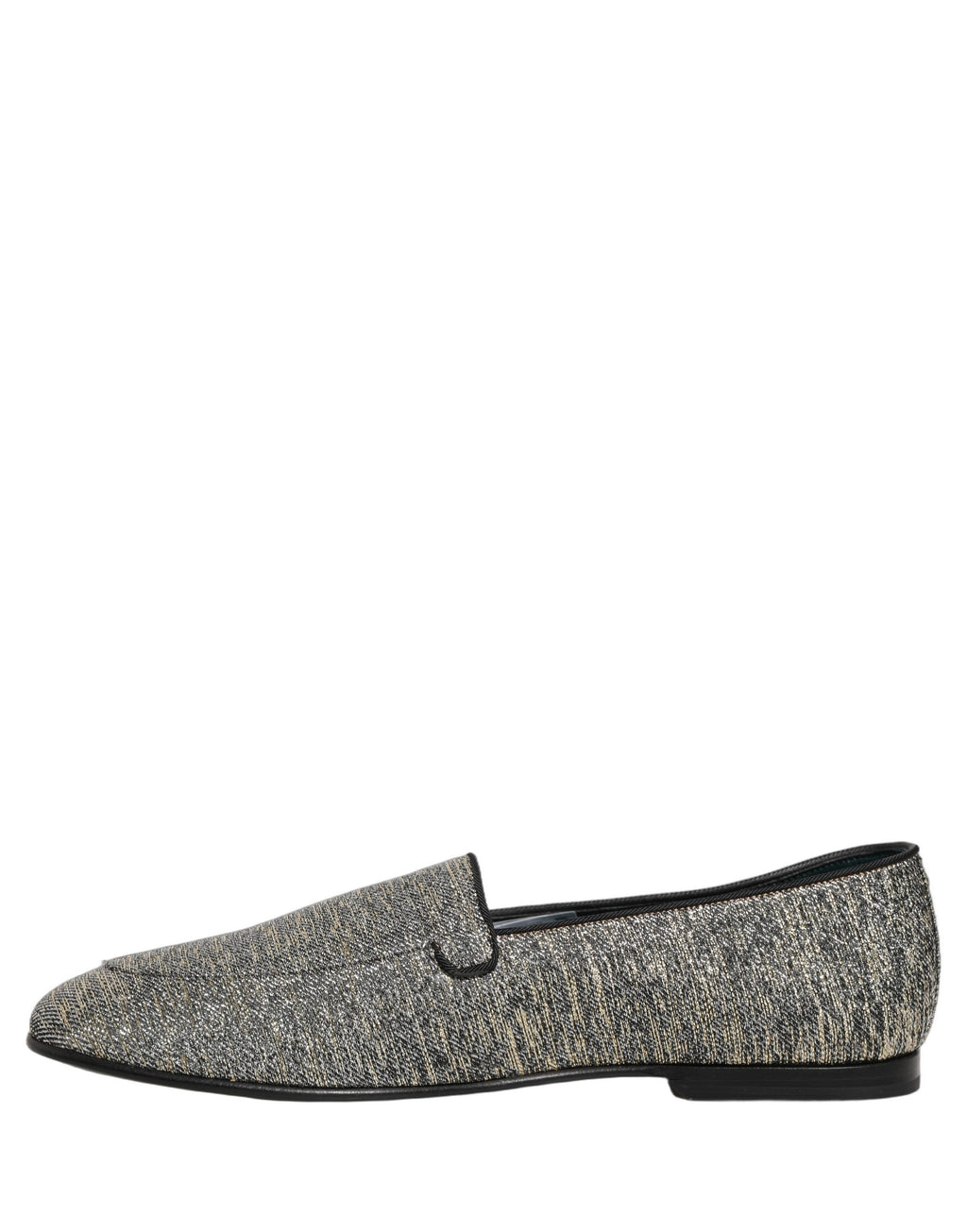 Dolce & Gabbana Gray Glitter Lurex DG Logo Dress Loafers Shoes
