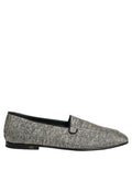 Dolce & Gabbana Gray Glitter Lurex DG Logo Dress Loafers Shoes