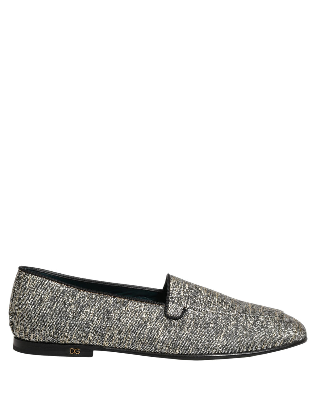Dolce & Gabbana Gray Glitter Lurex DG Logo Dress Loafers Shoes