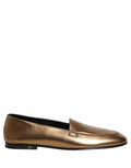 Dolce & Gabbana Gold Leather DG Logo Slip On Men Loafers Shoes