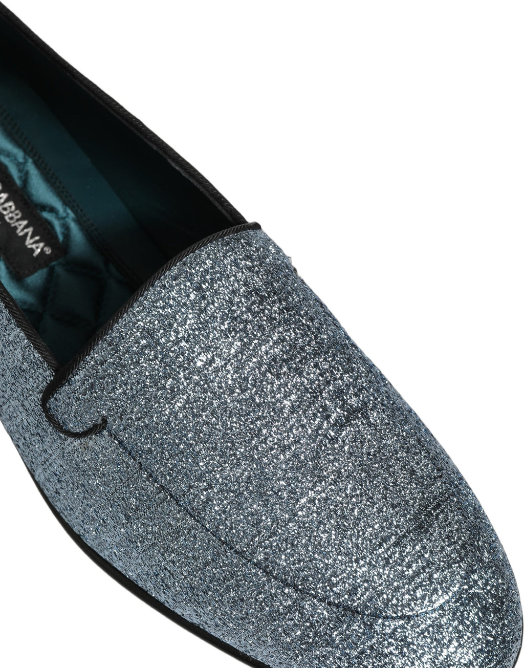 Dolce & Gabbana Blue Glitter Lurex DG Logo Dress Loafers Shoes