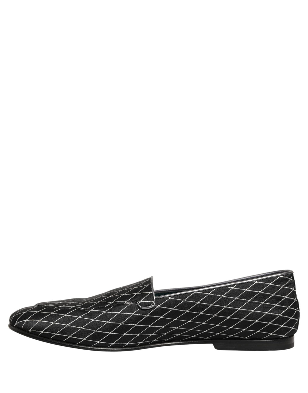 Dolce & Gabbana Black Velvet Diamond Stitched Loafers Shoes