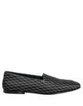 Dolce & Gabbana Black Velvet Diamond Stitched Loafers Shoes