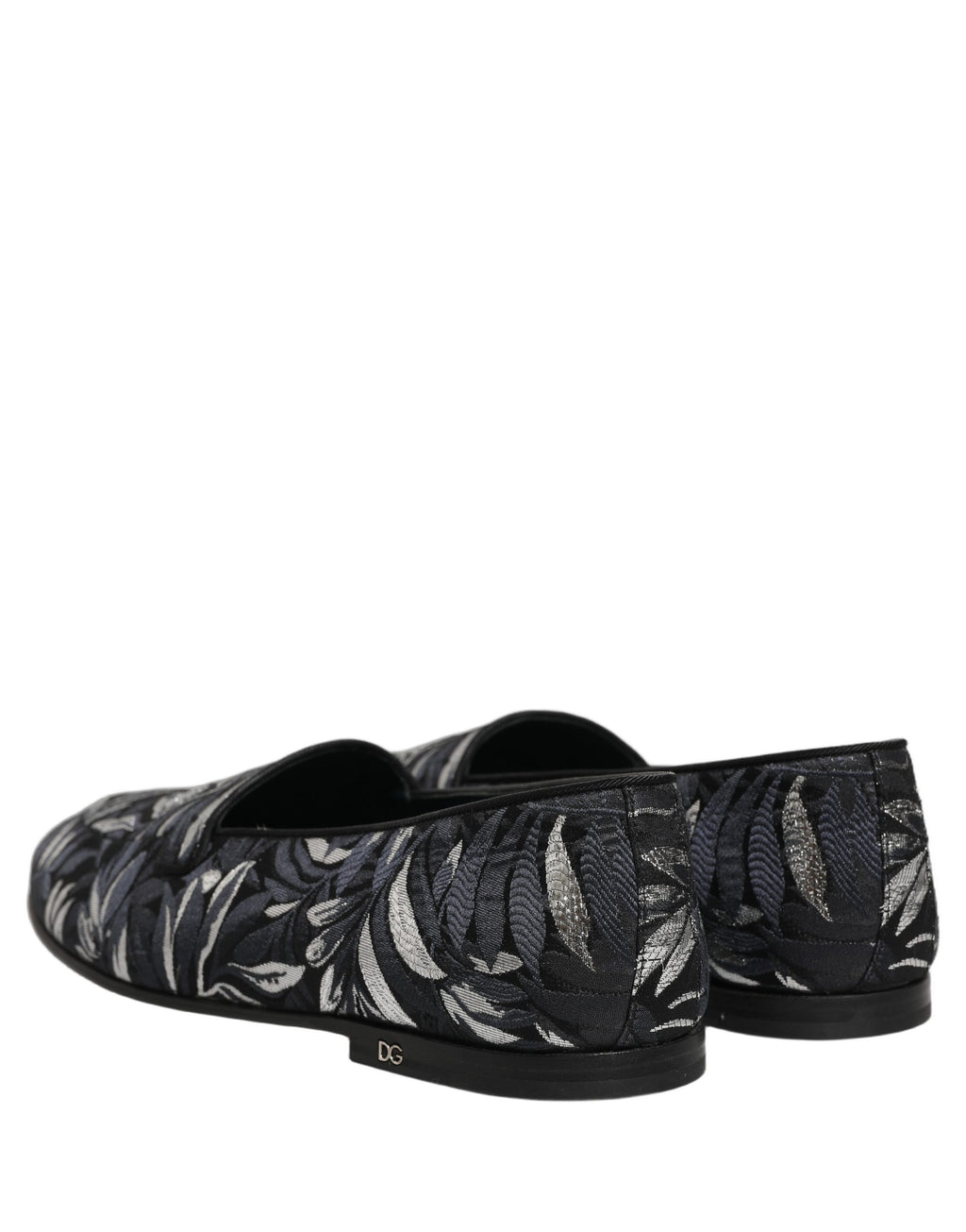 Dolce & Gabbana Black Leaf Embroidery Dress Men Loafers Shoes