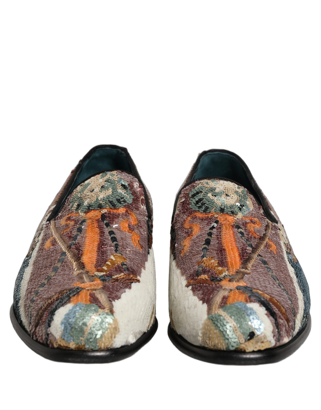 Dolce & Gabbana Multicolor Embroidered Sequin Loafers Shoes