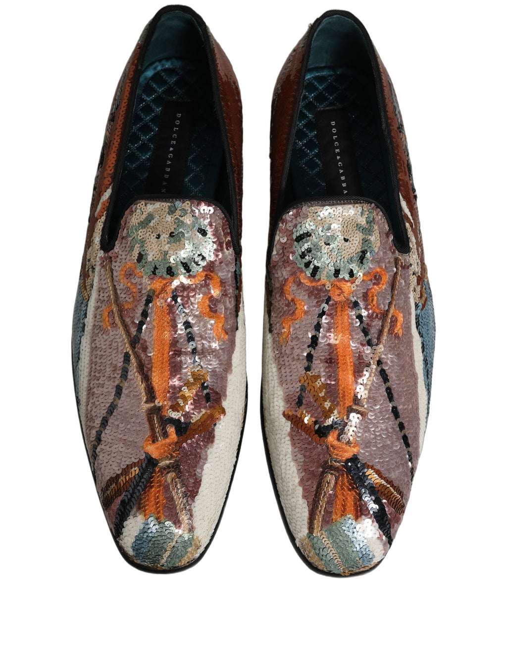Dolce & Gabbana Multicolor Embroidered Sequin Loafers Shoes