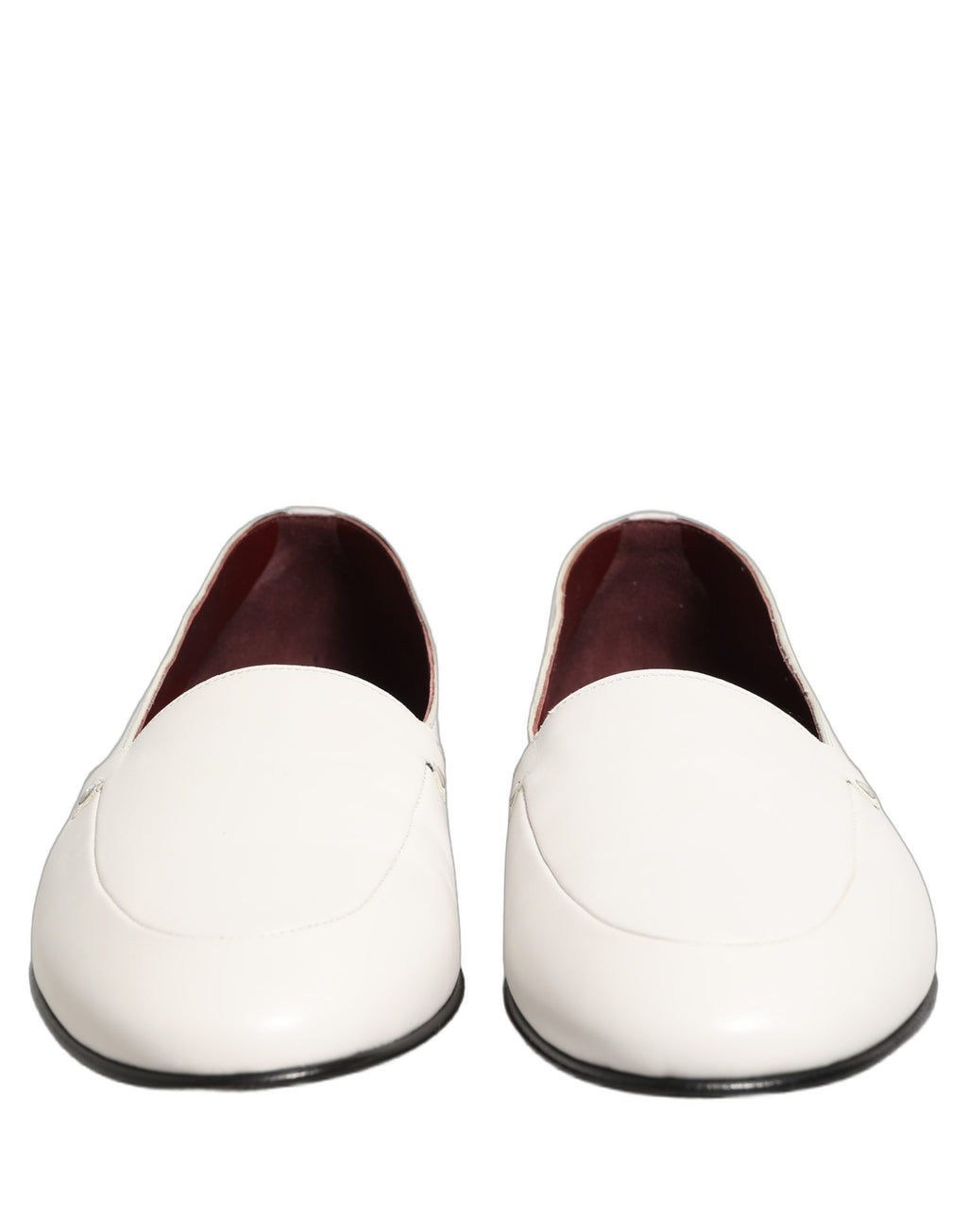 Dolce & Gabbana White Leather Logo Slip On Men Loafers Shoes