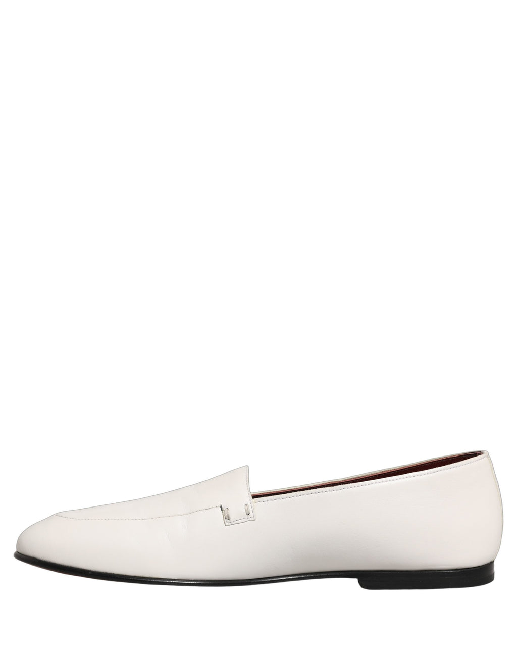 Dolce & Gabbana White Leather Logo Slip On Men Loafers Shoes