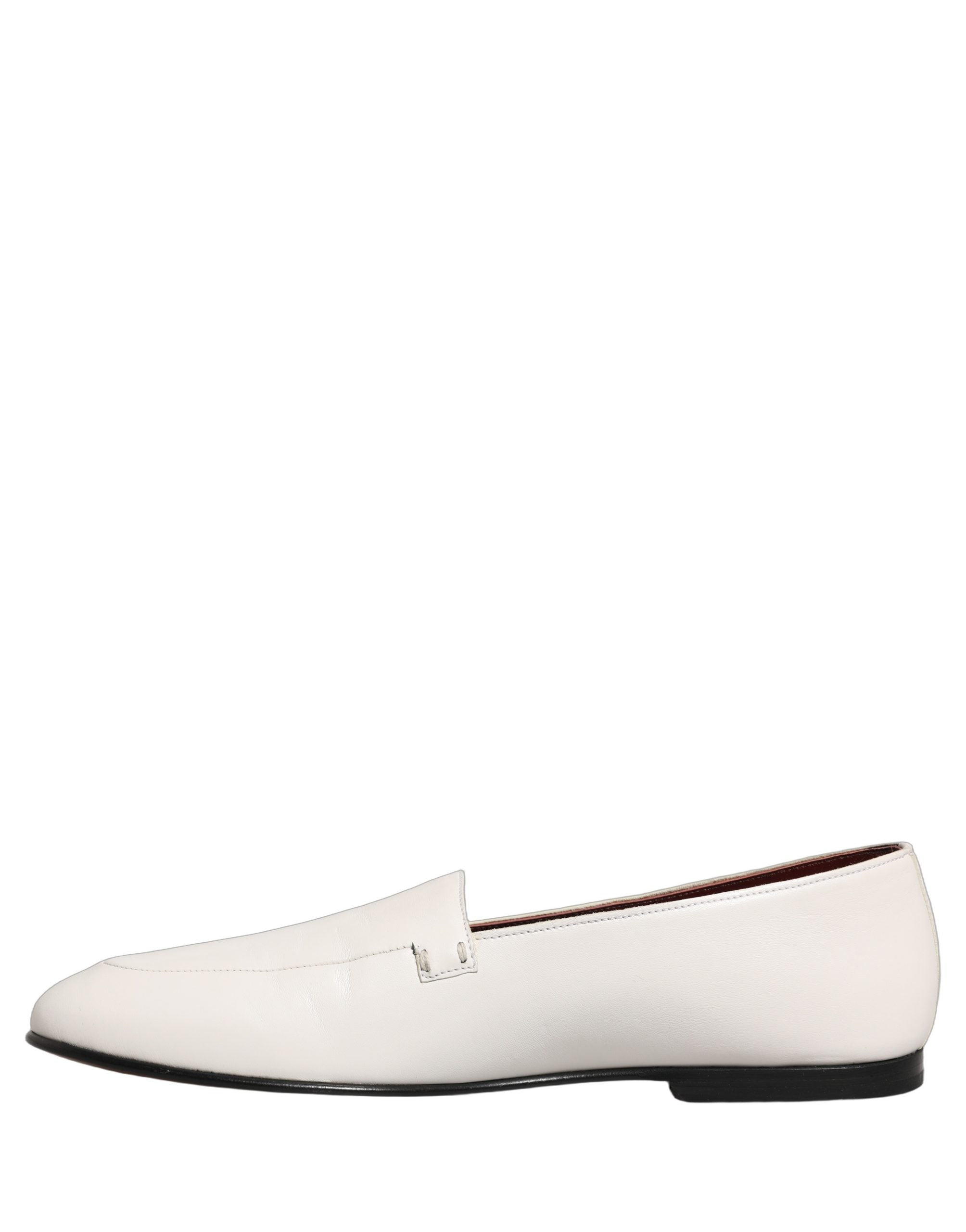 Dolce & Gabbana White Leather Logo Slip On Men Loafers Shoes