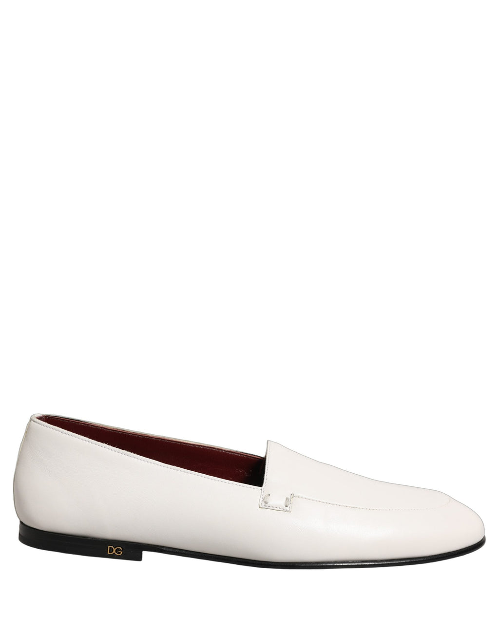 Dolce & Gabbana White Leather Logo Slip On Men Loafers Shoes