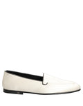Dolce & Gabbana White Satin Logo Slip On Flats Loafers Shoes