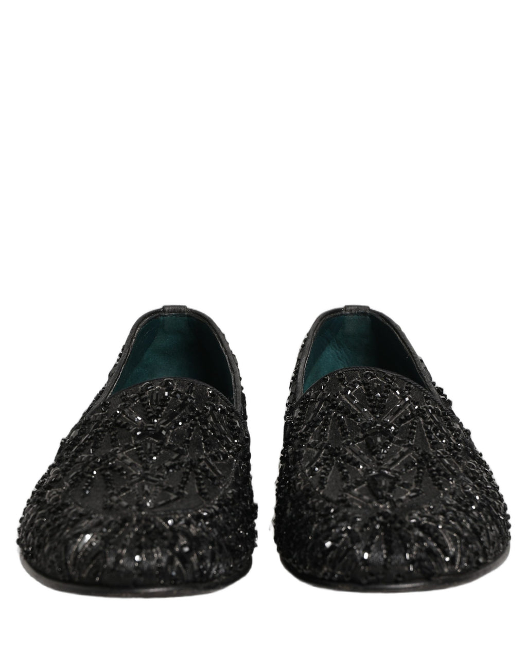 Dolce & Gabbana Black Velvet Embroidered Dress Loafers Shoes
