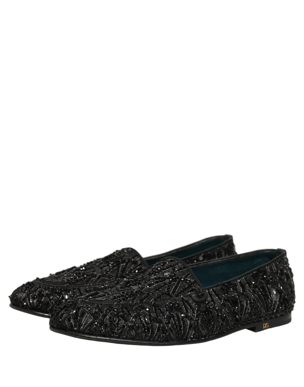 Dolce & Gabbana Black Velvet Embroidered Dress Loafers Shoes