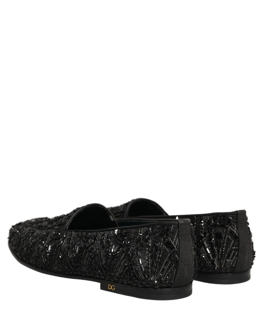 Dolce & Gabbana Black Velvet Embroidered Dress Loafers Shoes