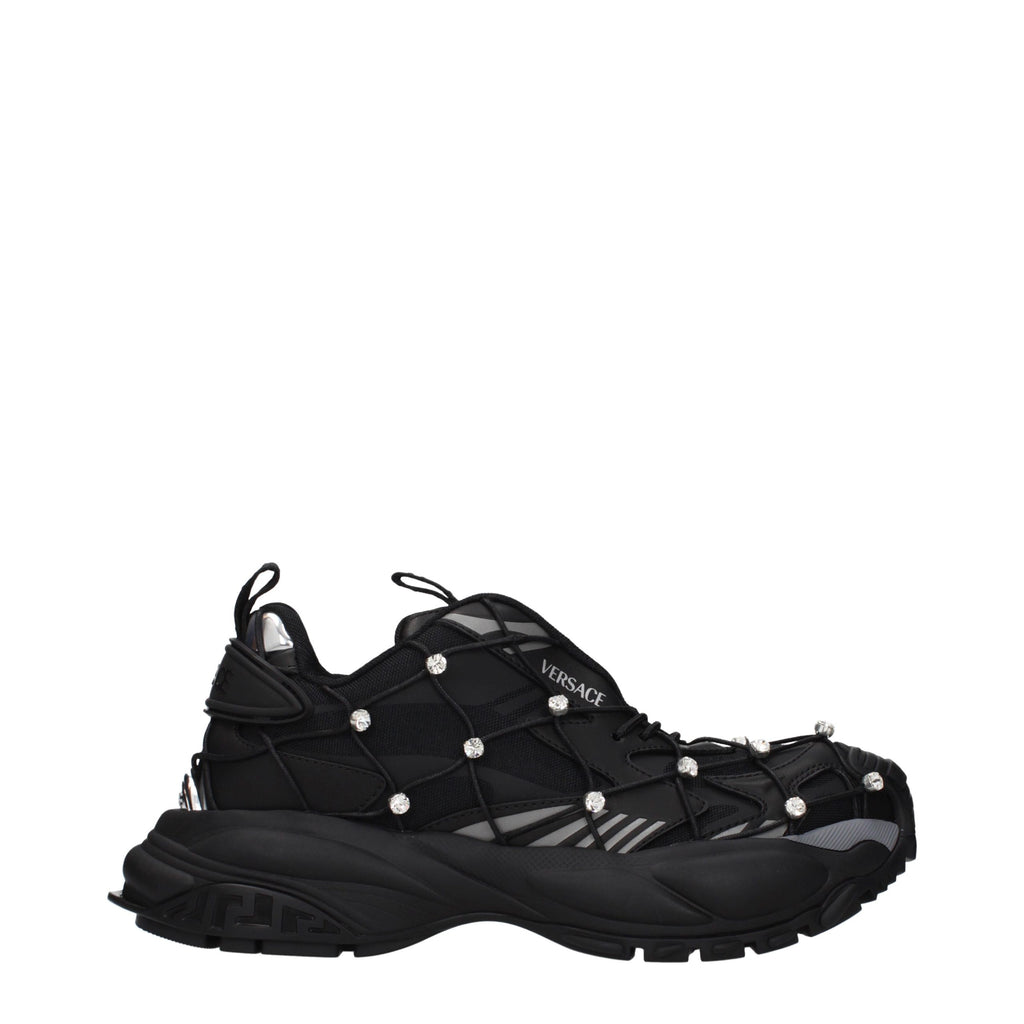 Versace Black Fabric Chunky Sneakers