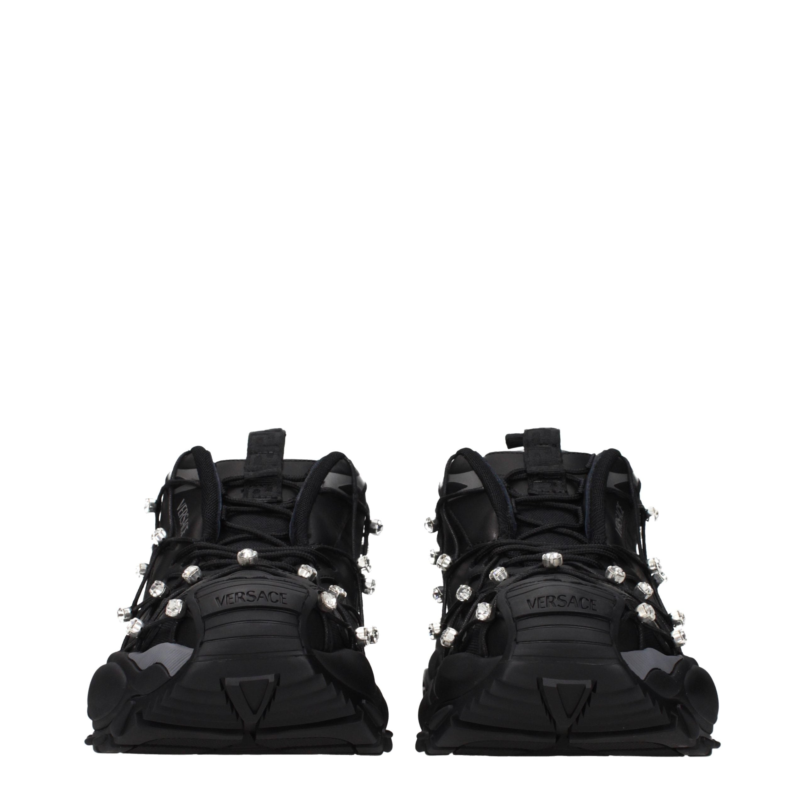 Versace Black Fabric Chunky Sneakers