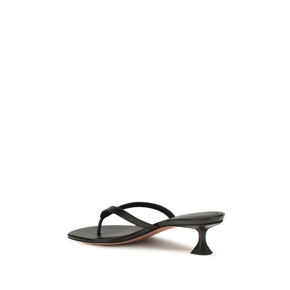 Amina Muaddi Black Lamb Ovis Aries Aries Flat Sandals