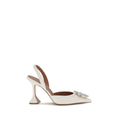 Amina Muaddi White Calf Leather Bos Taurus High Heel Pumps