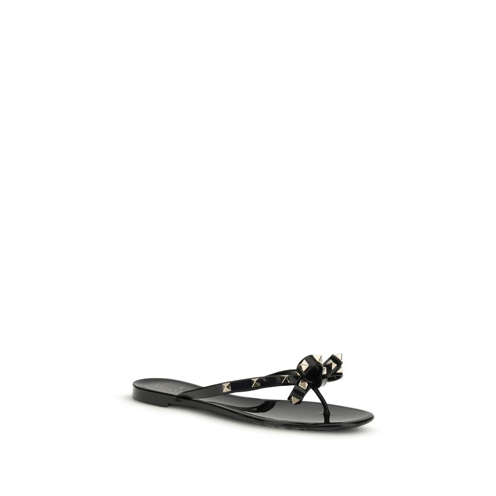 Valentino Garavani Black Cotton Flip-Flop Sandals