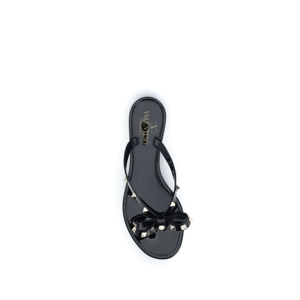 Valentino Garavani Black Cotton Flip-Flop Sandals