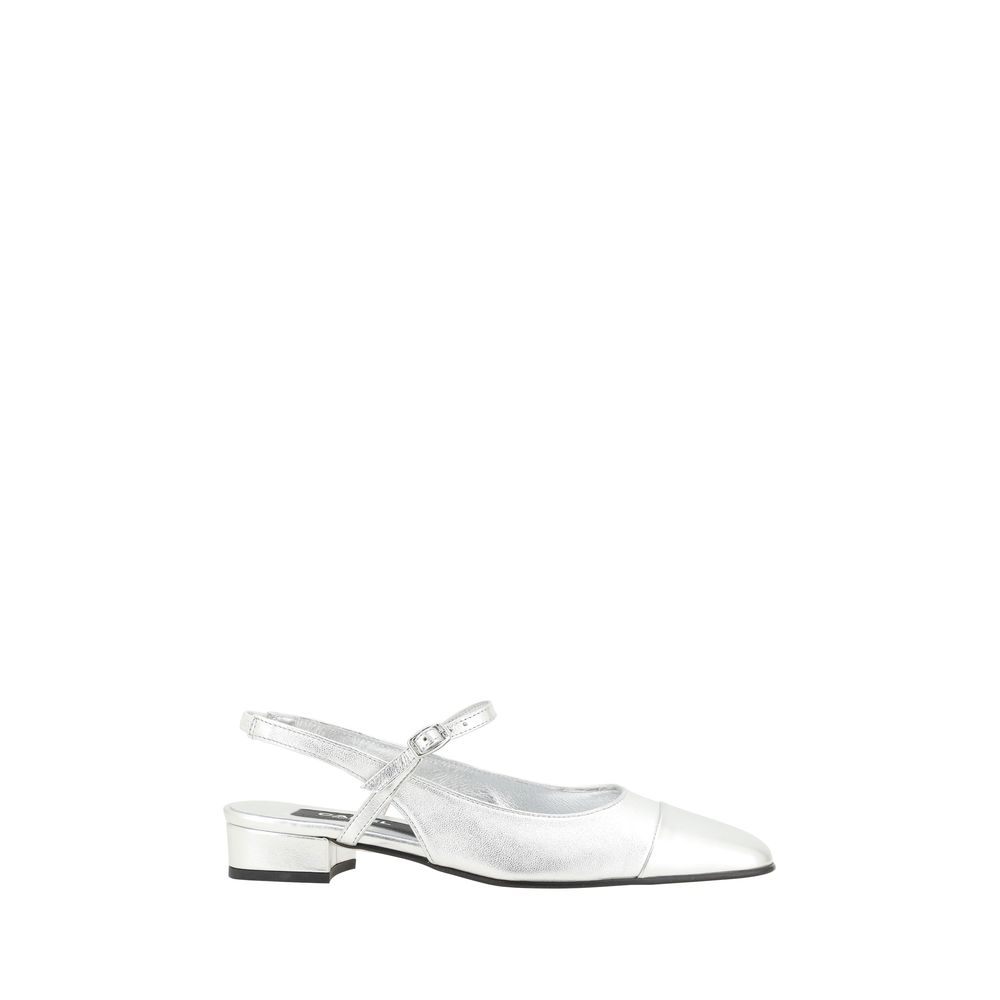 Carel Paris Silver Calf Leather Bos Taurus Platform Loafers