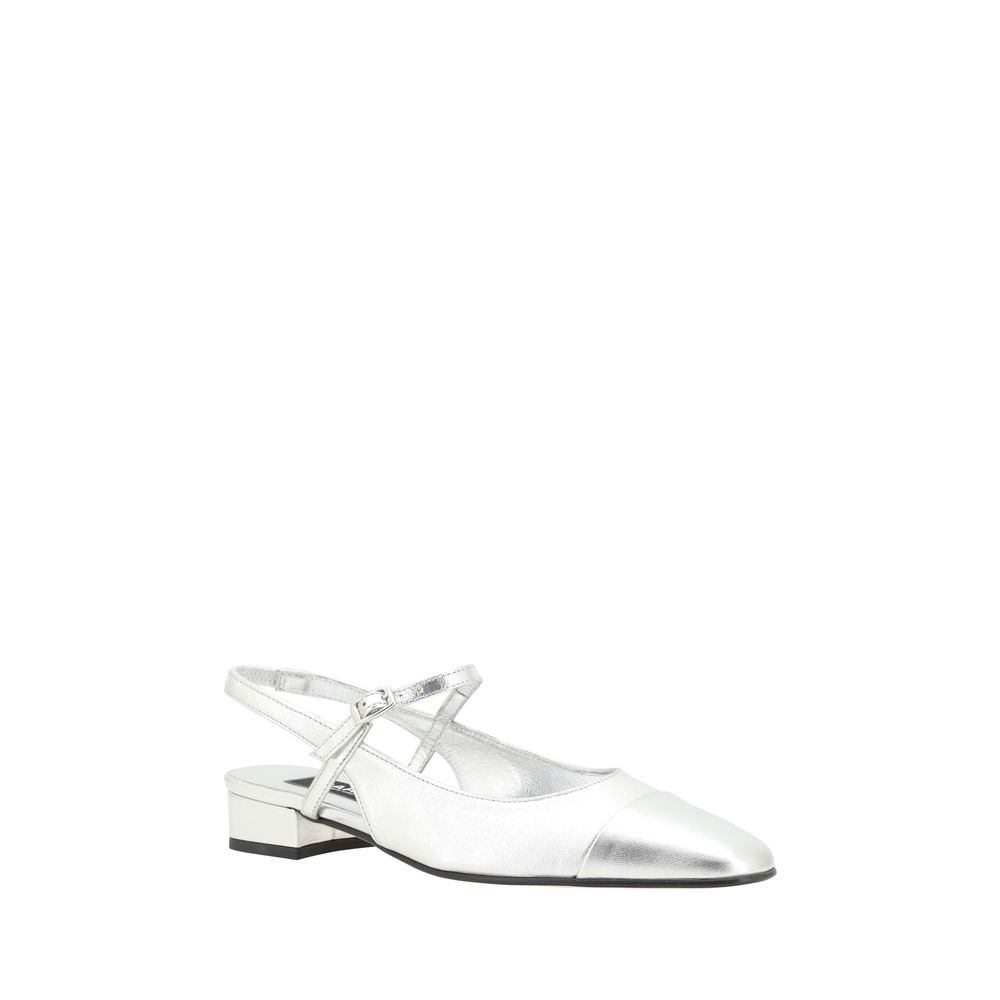 Carel Paris Silver Calf Leather Bos Taurus Platform Loafers