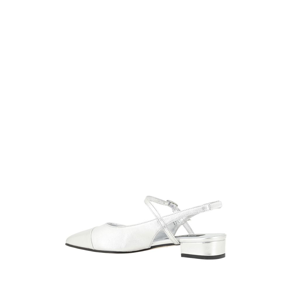 Carel Paris Silver Calf Leather Bos Taurus Platform Loafers