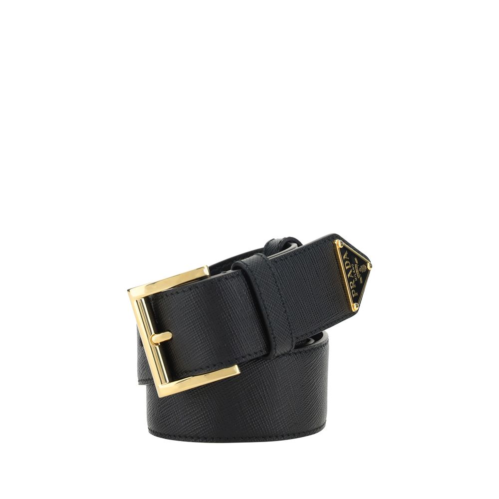 Prada Black Calf Leather Bos Taurus Regular Belt
