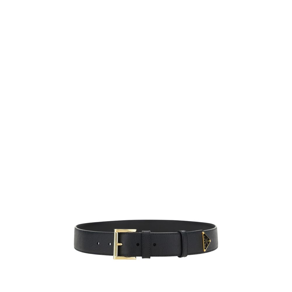 Prada Black Calf Leather Bos Taurus Regular Belt