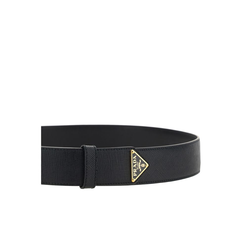 Prada Black Calf Leather Bos Taurus Regular Belt