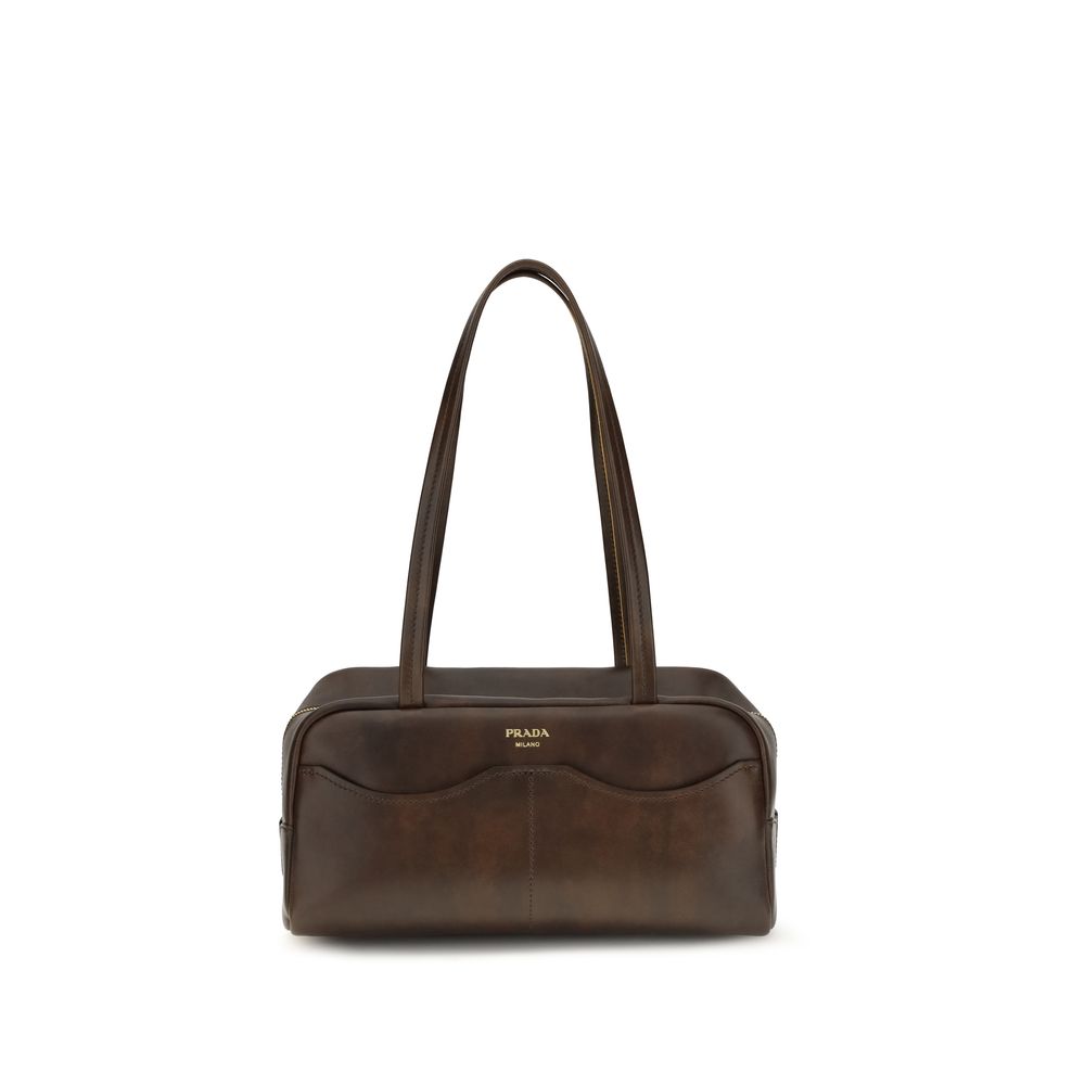 Prada Brown Calf Leather Bos Taurus Shoulder Bag