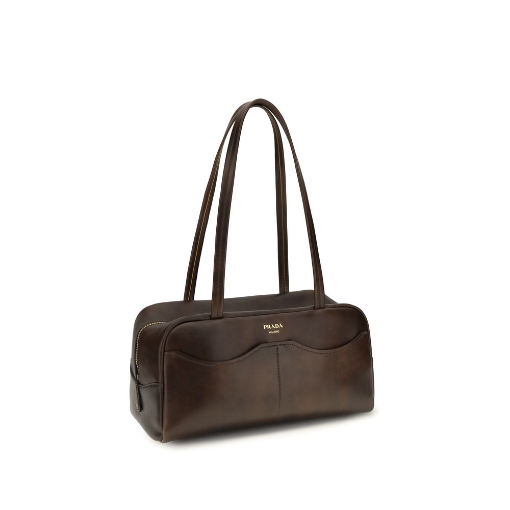 Prada Brown Calf Leather Bos Taurus Shoulder Bag