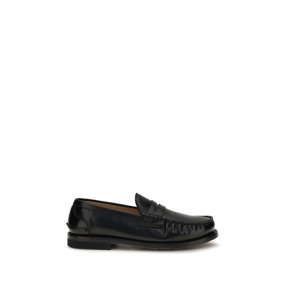 Premiata Black Calf Leather Bos Taurus Slip-On Loafers