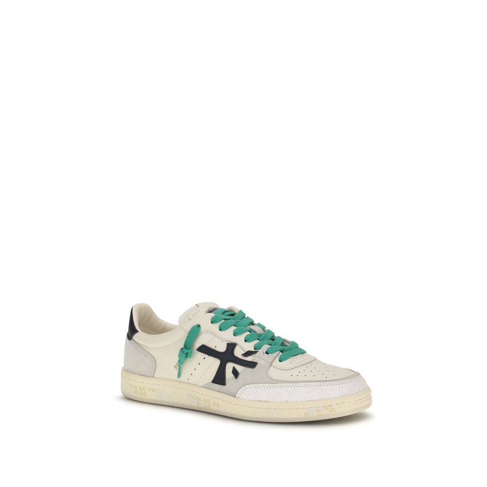 Premiata White Calf Leather Bos Taurus Low Top Sneakers