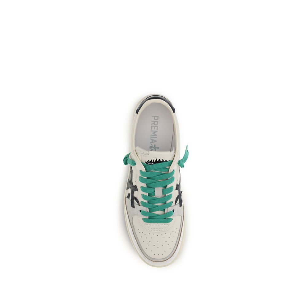 Premiata White Calf Leather Bos Taurus Low Top Sneakers
