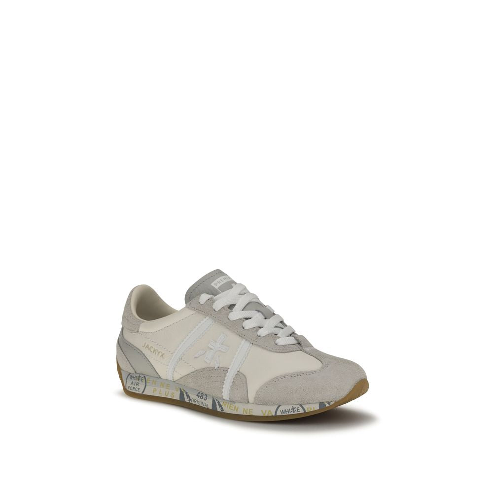 Premiata White Calf Leather Bos Taurus Low Top Sneakers