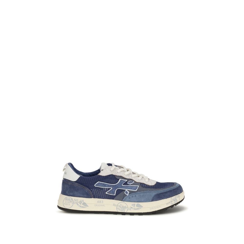 Premiata Blue Calf Leather Bos Taurus Athletic Sneakers