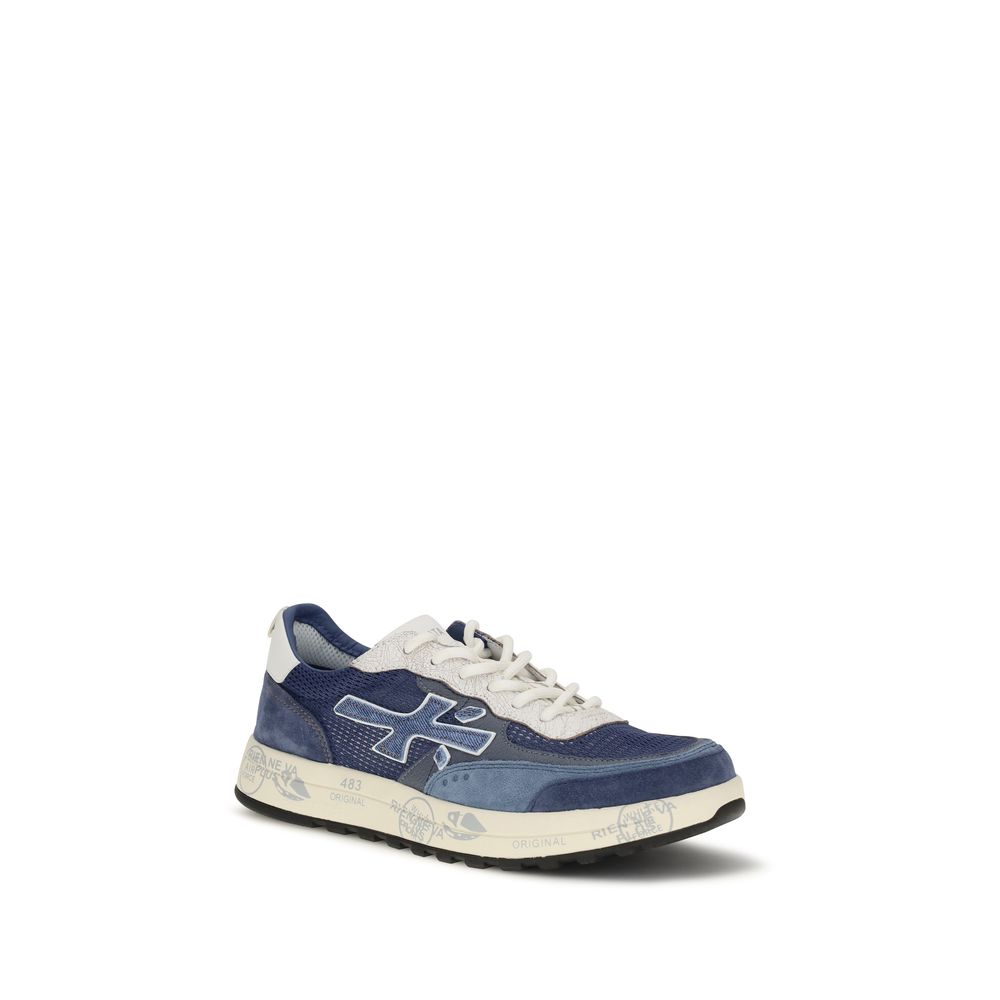 Premiata Blue Calf Leather Bos Taurus Athletic Sneakers