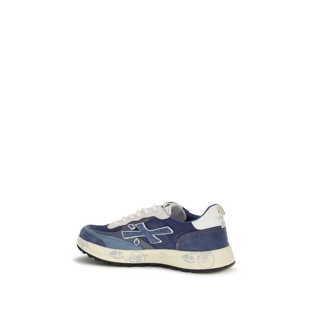 Premiata Blue Calf Leather Bos Taurus Athletic Sneakers