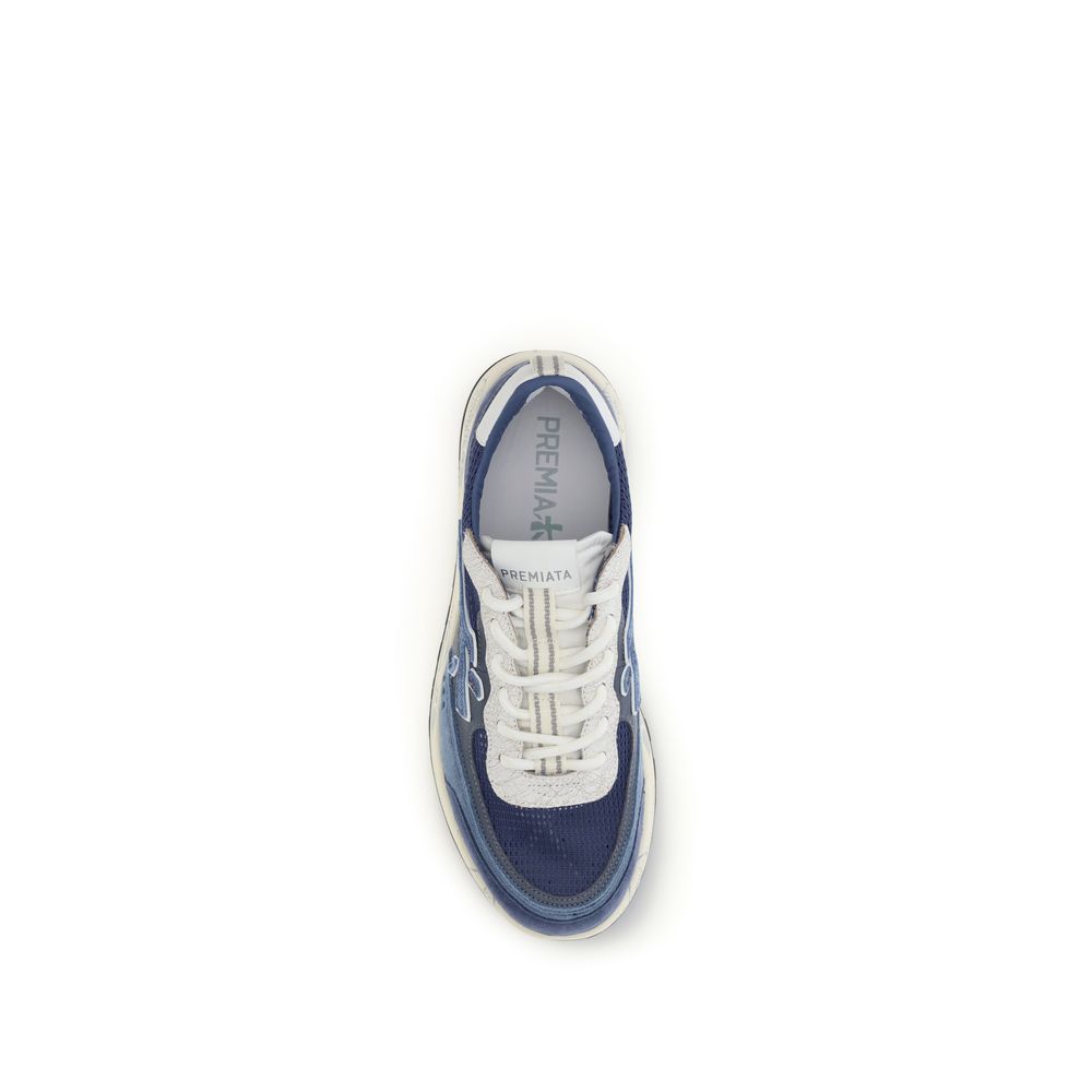 Premiata Blue Calf Leather Bos Taurus Athletic Sneakers